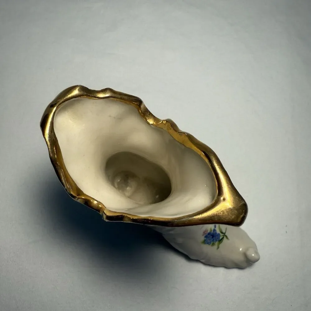Vintage 22 Karat Gold Holley Ross Italian Porcelain Boot Shoe Vase 5” Tall
